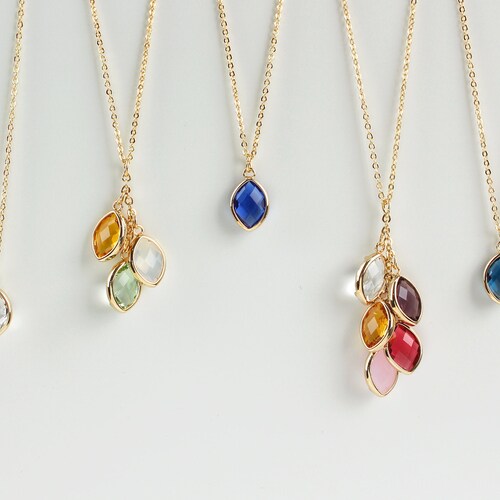 Birthstone Necklace for Mom for Grandma 