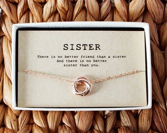 Sister Necklace • Gift for Sister • Big Sis Gift • Triple Ring Necklace • Best Friends Necklace • Soul Sister • 06-Ne-Sister