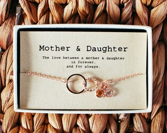 Mother Daughter Bracelet • Mothers day birthstone Bracelet • Mother Daughter Gift  • Mother Daughter Jewelry • 04-Br-Mother & Daughterr