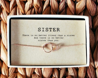 Sister Necklace • Sister Gift • Soul Sister Birthday Gift • Big Sister Gifts • 2 Interlocking Circles Necklace • 01-Ne-Sister