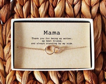 Mama Bracelet • Mother's day Gift • mom Bracelet • 2 Interlocking Circles Bracelet for mom • 01-Br-Mama