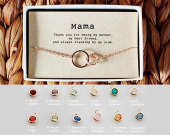 Mama Necklace • Mom's Birthstone Necklace • Mother's Day Gift • Personalized Necklace For Mom • birthstone necklace for mom • 04-Ne-Mama