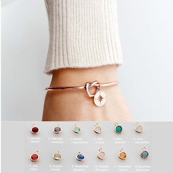 Compass Bracelet • Birthstone Bracelet • Graduation Gift For Her • Christmas gift • Compass jewelry • Best friend Bracelet