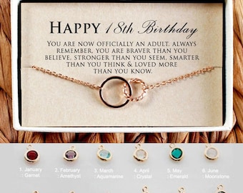 18th birthday bracelet, Personalized 18th Birthday Gifts for Her, 18th Birthstone bracelet, Gift for Daughter, 18th birthday Niece