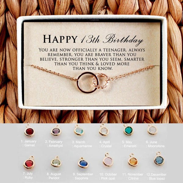 Regalo para niña de 13 años, Pulsera de Feliz 13 Cumpleaños, Regalo de cumpleaños para adolescente, Joyería de 13 cumpleaños, Regalo para niña de 13 años