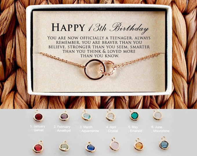 13th Birthday Girl gift, Happy 13th Birthday Bracelet, Birthday Gift for Teenager, 13th Birthday Jewelry, Gift for 13 year old