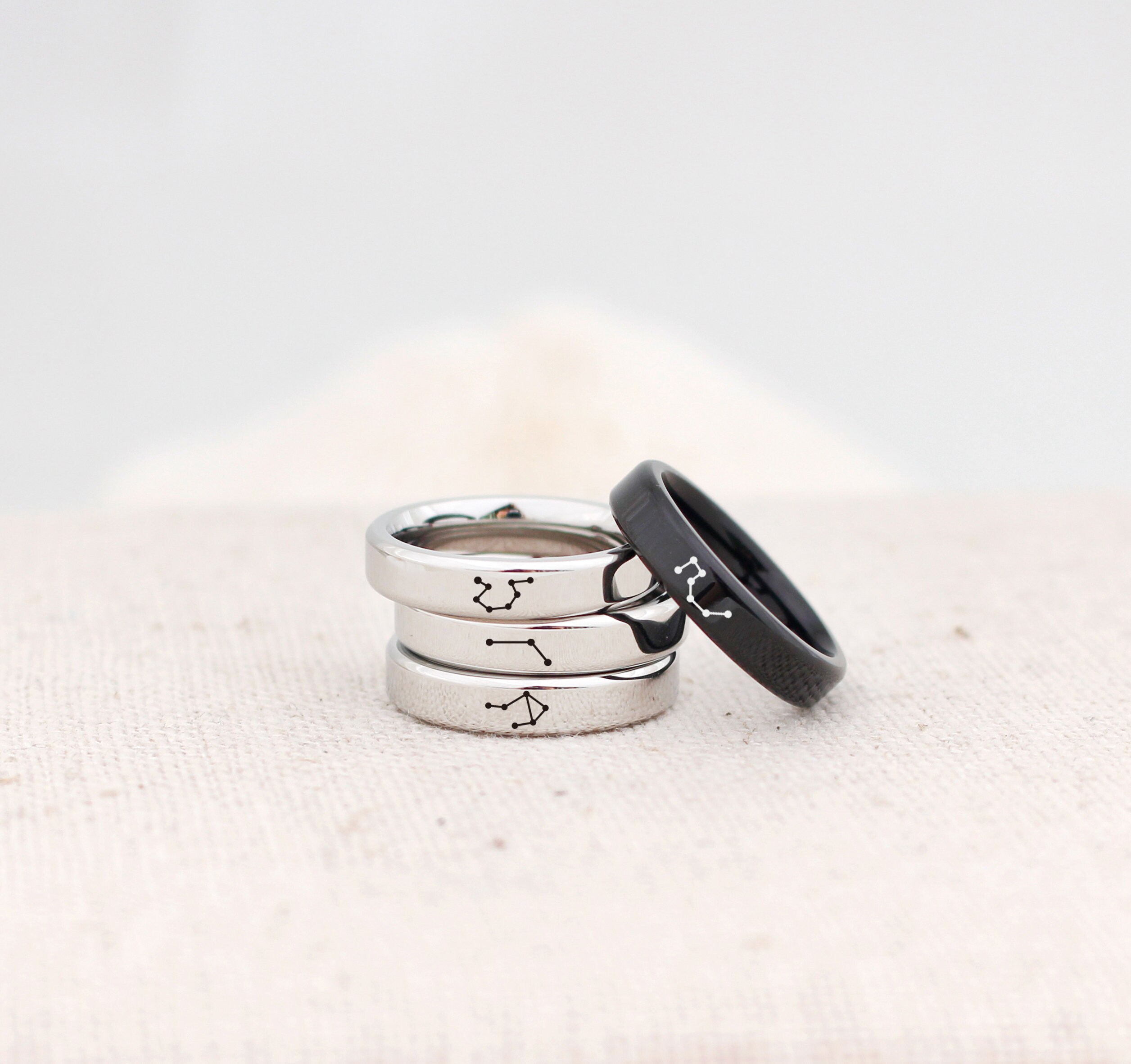 YOYO&YOKI Silver Zodiac Ring Stainless Steel Engraving Size Adjustable Constellation Birthday Ring Gift for Women Teens Girls 