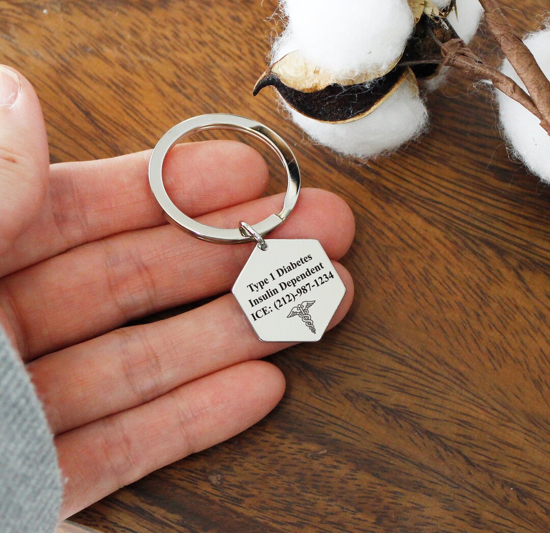 Personalized Medical ID Keychain Personalized Gift Medical Keychain