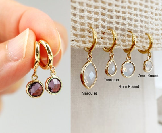 February Birthstone Earrings in Sterling Silver Amethyst Earrings