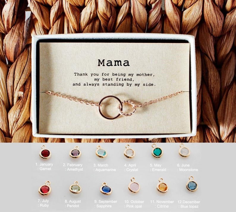 Mama Necklace • Mom's Birthstone Necklace • Mother's Day Gift • Personalized Necklace For Mom • birthstone necklace for mom • 04-Ne-Mama 