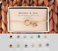 Mother and Son Necklace • Mothers day birthstone Necklace • Mother Son Gift • Mother Son Jewelry • 04-Ne-Mother & Son