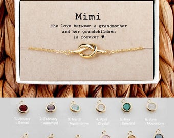 Mothers Day birthstone Bracelet • Mimi Bracelet • Grandma Gift • Gramdmother Jewelry • Kn-Br-Mimi