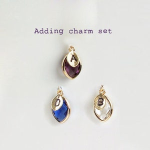 Birthstone Charm and Leaf Initial Charm Set