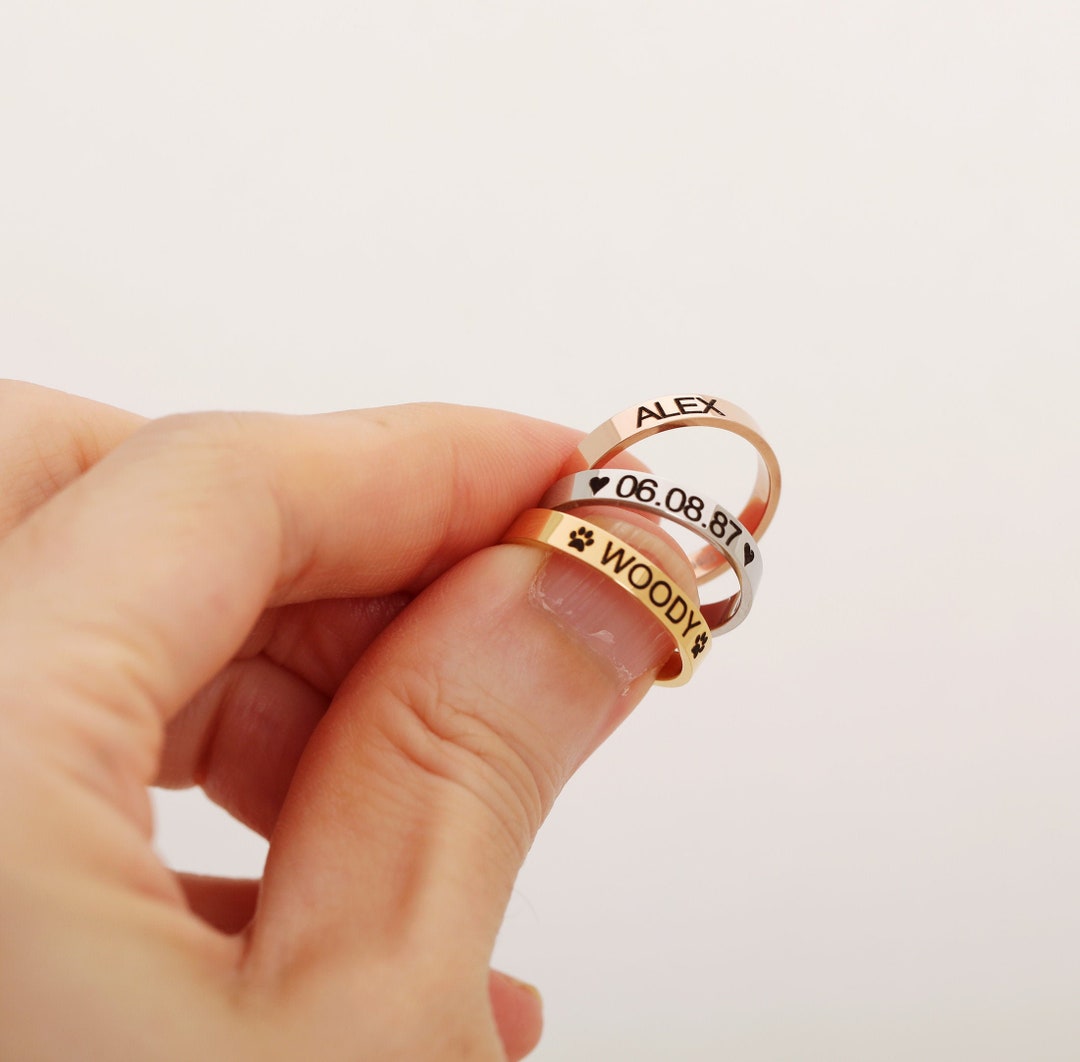 Friendship Rings With Names Stacking Ring • Engraved Ring • Name Ring • Best Friend Gift • Best ...