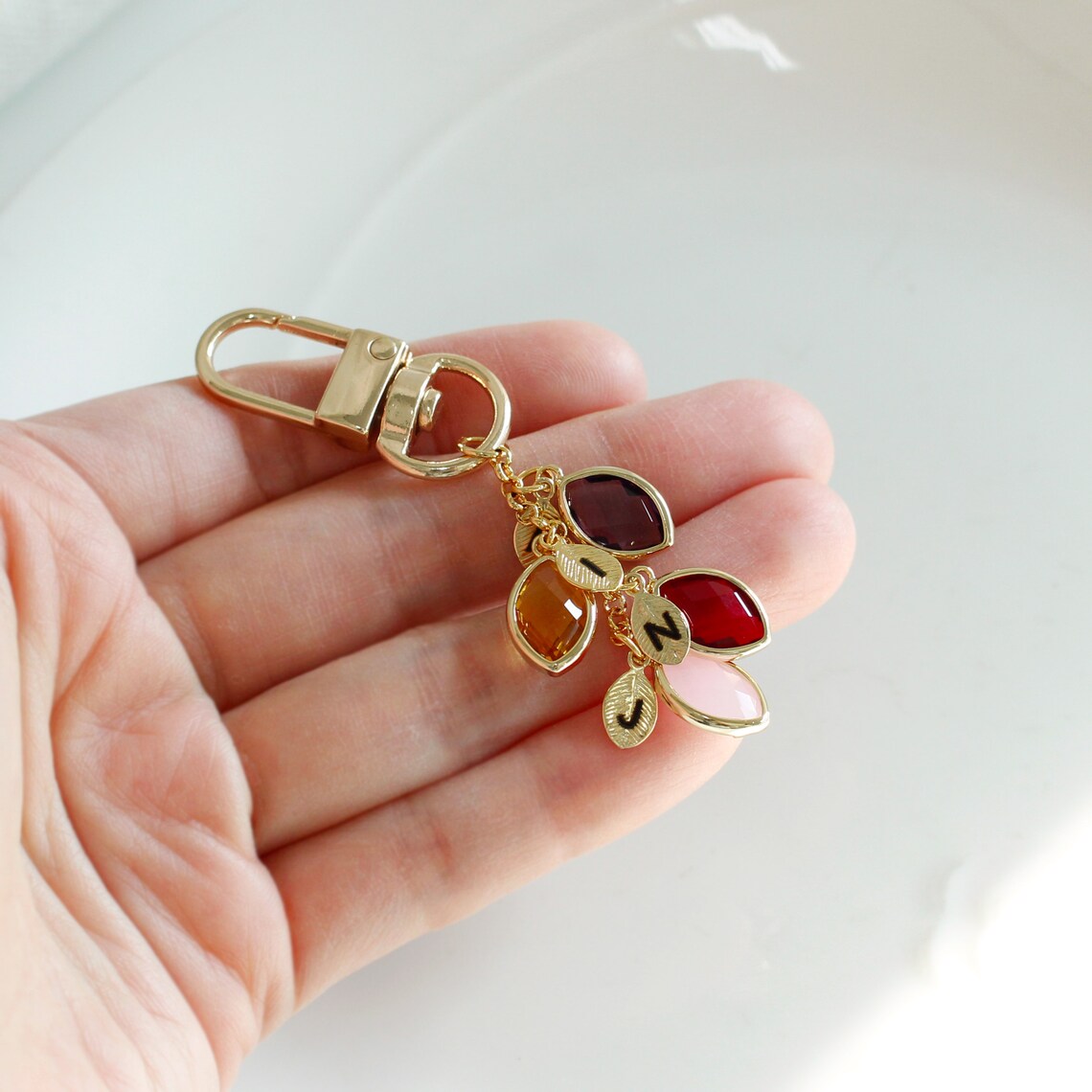 Keychain Keychain Personalized Birthstone Keychain Custom - Etsy
