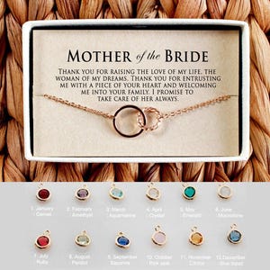 Cadeau pour la mère de la mariée avec carte message, bracelet pour la mère de la mariée, du gendre