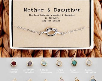 Mother Daughter Bracelet • Mothers Day birthstone Bracelet • Mother Daughter Gift  • Mother Daughter Jewelry • Kn-Br-Mother & Daughter