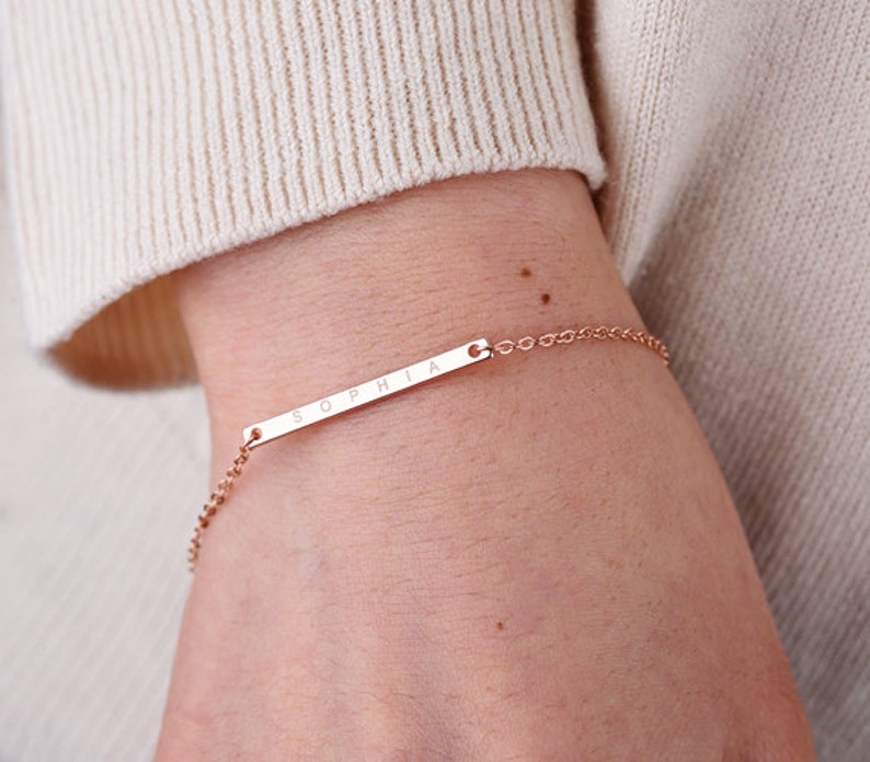 Bar Bracelet Best Friend Gift Rose Gold Bar Bracelet Etsy