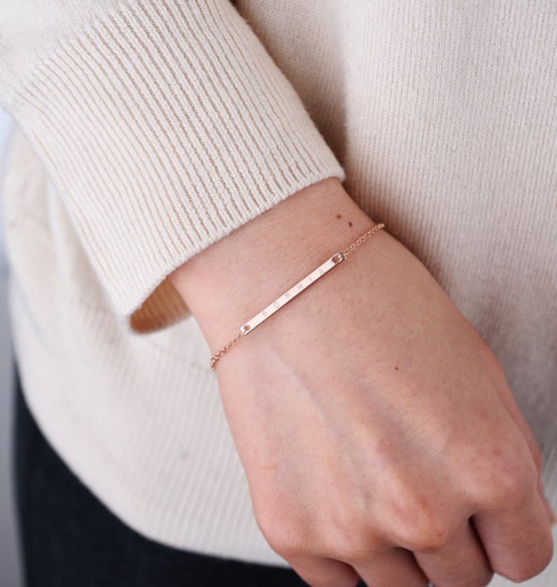 Bar Bracelet Best Friend Gift Rose Gold Bar Bracelet Etsy