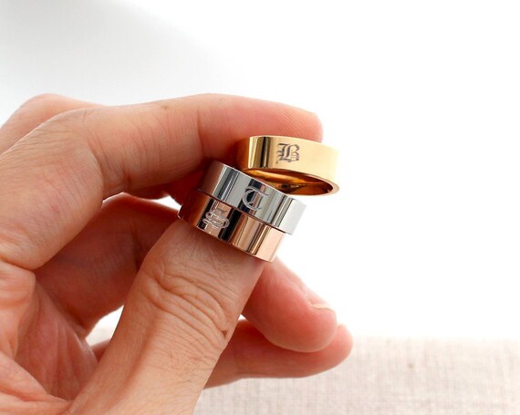 Stainless Steel Ring Unisex Engraved 