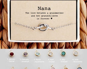 Nana Bracelet • Mothers Day birthstone Bracelet • Grandma Gift • Grandmother Jewelry • Kn-Br-Nana