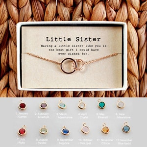 Little Sister Bracelet • Lil Sis  Birthday gift • Sister Christmas Gift • Little Sister Birthstone Bracelet  • 04-Br-Little Sister