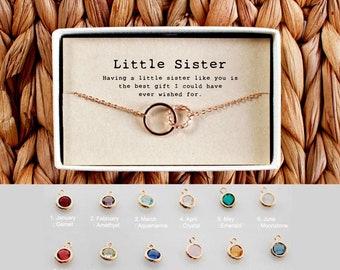 Little Sister Bracelet • Lil Sis  Birthday gift • Sister Christmas Gift • Little Sister Birthstone Bracelet  • 04-Br-Little Sister