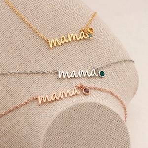mama necklace • Birthstone Necklace for Mom • Mother&#39;s Day Gift • mama birthstone necklace • mama