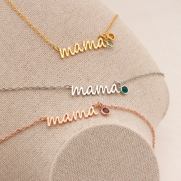 mama necklace • Birthstone Necklace for Mom • Mother's Day Gift • mama birthstone necklace • mama