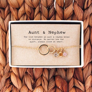 Aunt and Nephew Bracelet, Aunt Nephew Gift, Aunt Nephew Jewelry, Birthstone Bracelet for Aunt, Tia Bracelet• 04-Br-Aunt & Nephew image 8