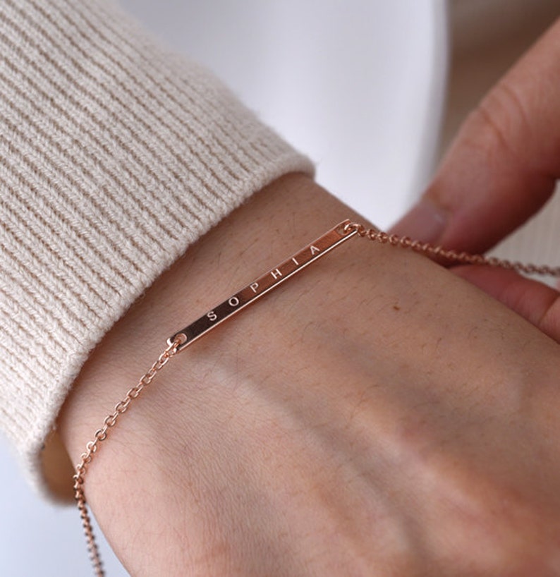 Bar Bracelet Best Friend Gift Rose Gold Bar Bracelet Etsy