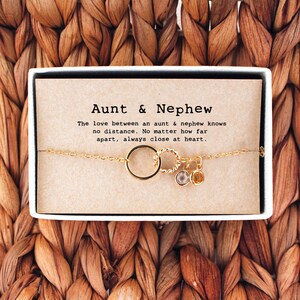 Aunt and Nephew Bracelet, Aunt Nephew Gift, Aunt Nephew Jewelry, Birthstone Bracelet for Aunt, Tia Bracelet• 04-Br-Aunt & Nephew image 6