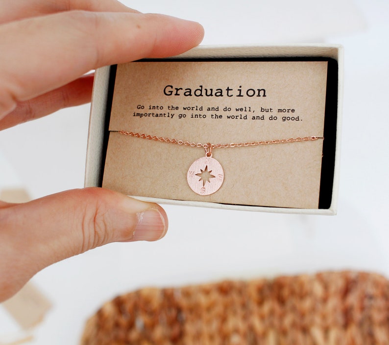 Compass Necklace Graduation Gift Necklace Graduation Etsy