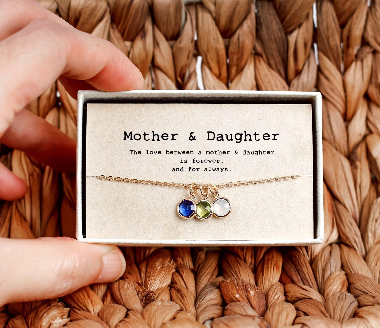 Mother Daughter Birthstone Necklace 