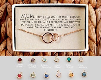 Mum Gift, Personalized Mum Keepsake Mum's Birthday, Present For Mom, Mothers Day Gift, Thank You Mum, Mum Necklace, birthstone for mom