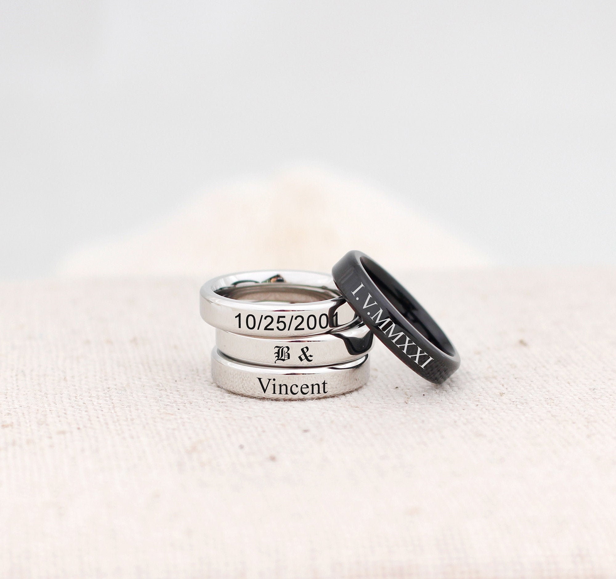 Personalized Engrave Name Rings For Men Black Stainless Steel Etsy de Personalized Engrave Name Rings For Men Black Stainless Steel Etsy de