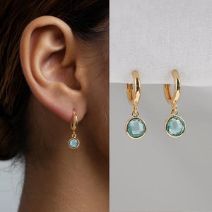March Birthstone Earring Gift for Her, Aquamarine earrings, March Birthday Gift, Personalized Birthstone Jewelry, Bridesmaid earrings