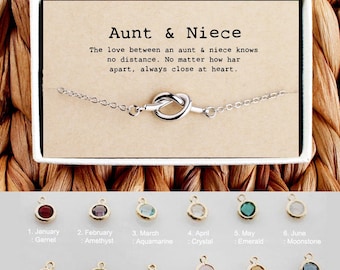 Aunt Niece Bracelet • Aunt Niece Gift, Aunt Niece Jewelry, Birthstone Bracelet for Aunt, Tia Bracelet • Kn-Br-Aunt & Niece