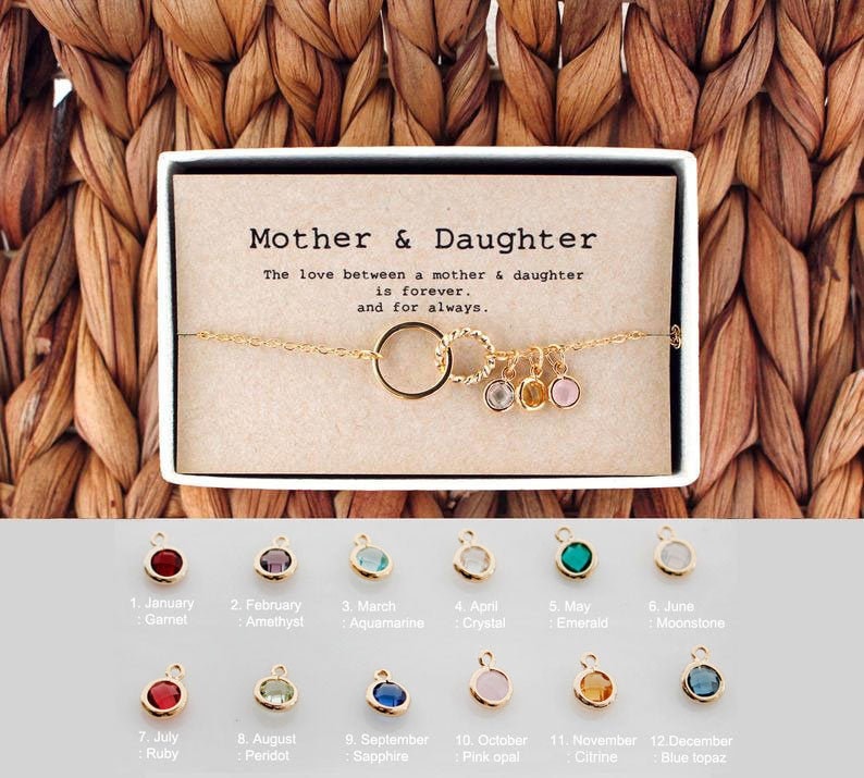 Mother Daughter Necklace • Mothers day birthstone Necklace • Mother Daughter Gift • Mother Daughter Jewelry • 04-Ne-Mother & Daughter 