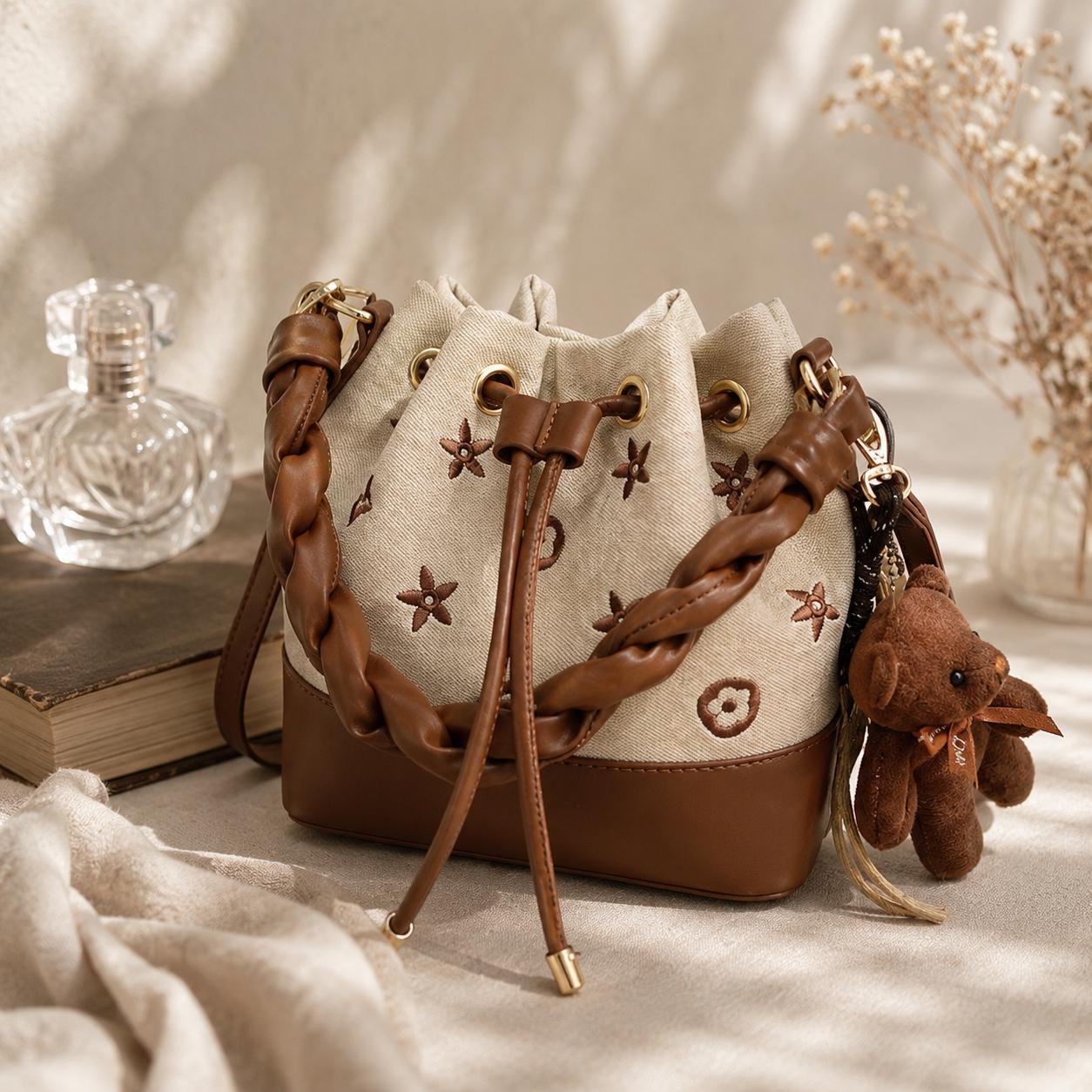 Braided Leather Bucket Bag - Etsy