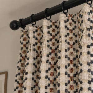 Mid Century Modern Woven Curtains, Custom Size Geometric Jacquard Drapes, Woven Geometric Curtains,Boho Farmhouse Curtain Drapes for Bedroom