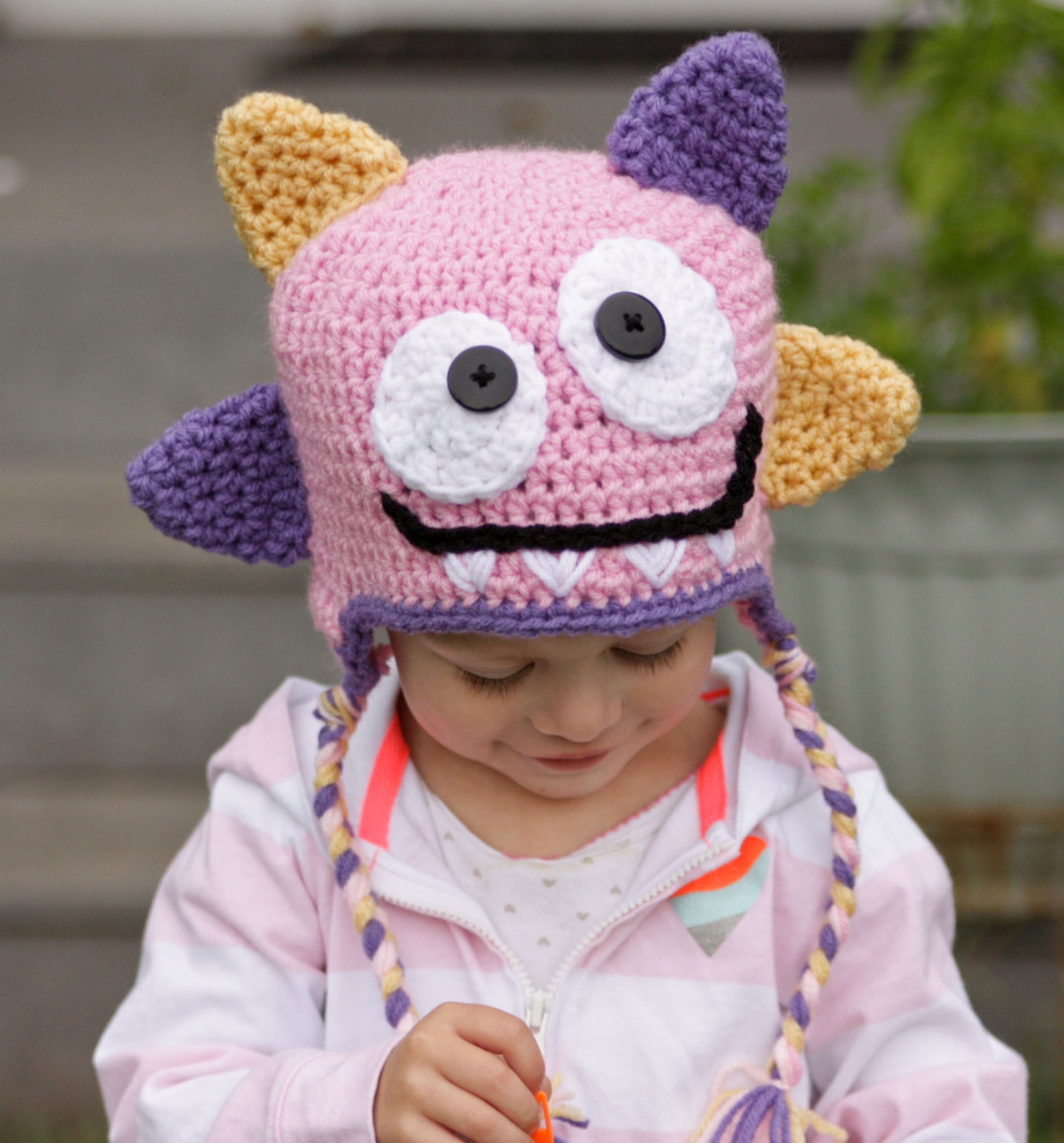 Happy Monster hat Baby Girl Hat Newborn Girl Hat Girl Etsy