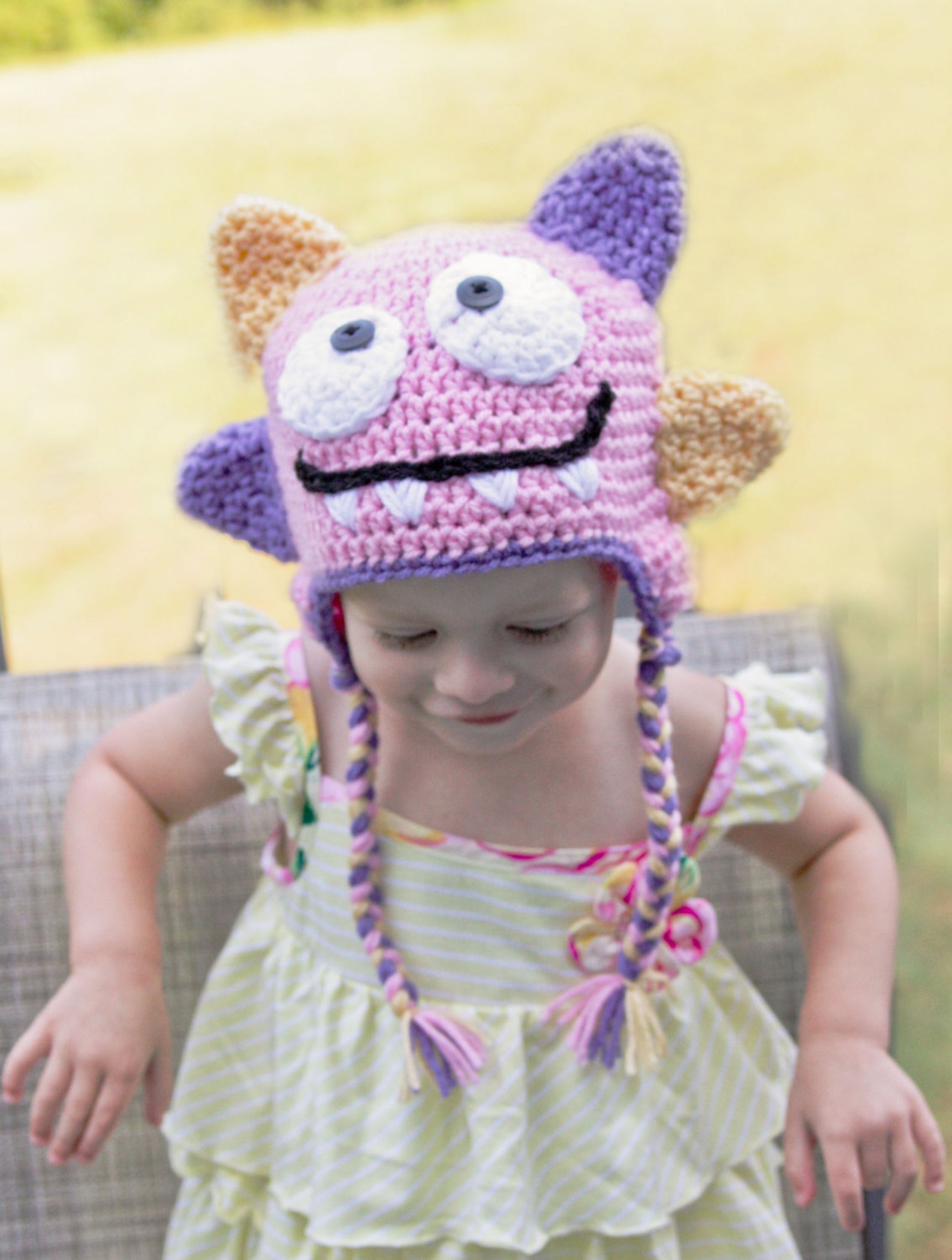 Happy Monster hat Baby Girl Hat Newborn Girl Hat Girl Etsy