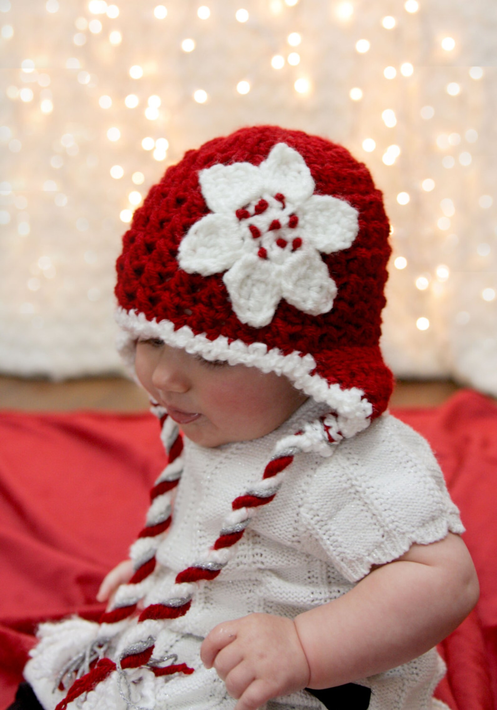 Girls Christmas Hat Baby Girl Christmas Hat Newborn Girl Etsy