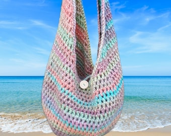 Beach bag, Ladies crochet sling purse, crochet bag, shoulder bag, boho style bag, reusable market bag, mother's day gift