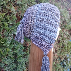 【PEARLY GATES】Women's Smile Crochet Knit Hat Black Crochet Hat Women Hat Crochet Hood Hat Black Tassel