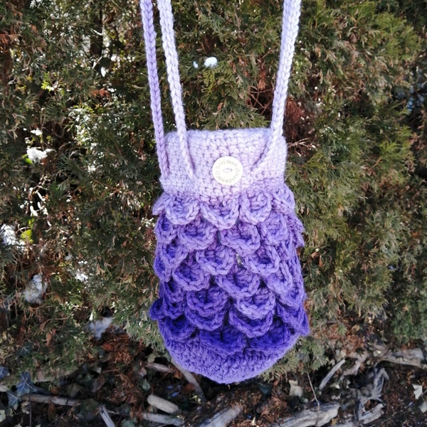 Ladies crochet hand bag, crochet bag, dice bag, dragon scale bag, dragon scale purse