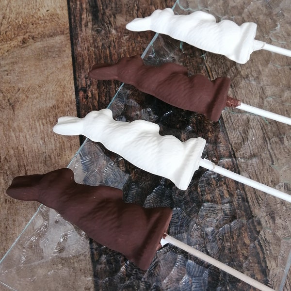 Fake chocolate bunny suckers, faux chocolate bunny lollipops, Easter Spring tier tray decor, coffee bar decor, food prop, faux sweets