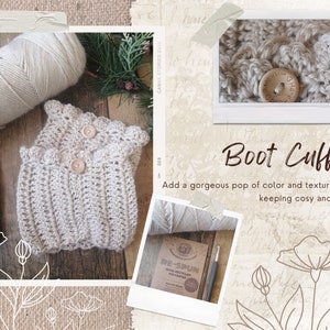 Boot cuffs, hand knit boot cuffs, crochet boot cuffs, winter boot cuffs, boot topper, gift for her image 1