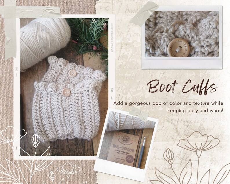 Boot cuffs, hand knit boot cuffs, crochet boot cuffs, winter boot cuffs, boot topper, gift for her image 1